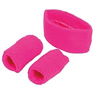 GUIRCA Retro set of sweatbands with headband neon pink - Costume Accessory
