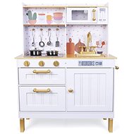 Derrson Wooden kitchen XL white and gold with sounds and lights - Play Kitchen