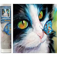 Norimpex Kotě a motýl 40 × 30 cm - Diamond Painting