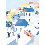 Norimpex Modré střechy Santorini 40 × 30 cm - Diamond Painting