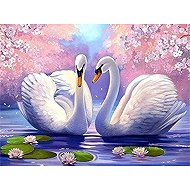 Norimpex Swan Under the Blossoming Trees 40 × 30cm - Diamond Painting