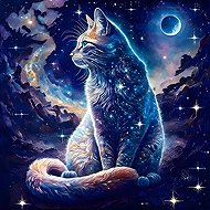 Norimpex Kočka ze třpytu hvězd 40 × 30 cm - Diamond Painting