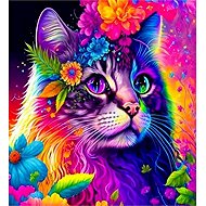 Norimpex Cat Portrait in Neon Colours 40 × 30cm - Diamond Painting