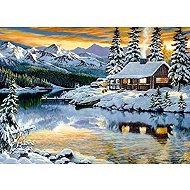 Norimpex Zasněžená chata 40 × 30 cm - Diamond Painting