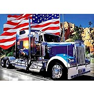 Norimpex American car with flag 30 × 40 cm - Diamond Painting