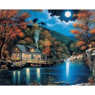 Norimpex House by the lake in the dark 30 × 40 cm - Diamond Painting