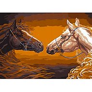 Norimpex Horses with fiery mane 30 × 40 cm - Diamond Painting