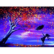 Norimpex Magic tree with girl 30 × 40 cm - Diamond Painting