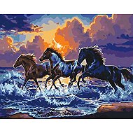 Norimpex Wild horses on the beach 30 × 40 cm - Diamond Painting