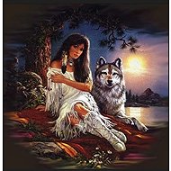 Norimpex Indian with wolf 30 × 40 cm - Diamond Painting