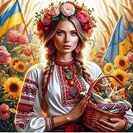 Norimpex Ukrainian woman with basket 30 × 40 cm - Diamond Painting