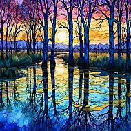 Norimpex Břízy u jezera 30 × 40 cm - Diamond Painting
