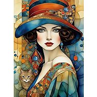Norimpex Elegant woman with cat 30 × 40 cm - Diamond Painting
