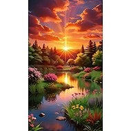 Norimpex Sunset over the forest 30 × 40 cm - Diamond Painting