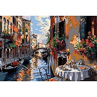 Norimpex Breakfast in the streets of Venice 30 × 40 cm - Diamond Painting
