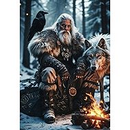 Norimpex Nordic warrior with wolf 30 × 40 cm - Diamond Painting