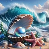 Norimpex Perla v mušli 30 × 40 cm - Diamond Painting