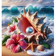 Norimpex Mušle s perlou 30 × 40 cm - Diamond Painting