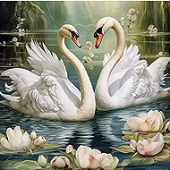 Norimpex Labutě v rybníku 30 × 40 cm - Diamond Painting