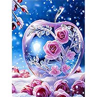 Norimpex Glass apple with roses 30 × 40 cm - Diamond Painting