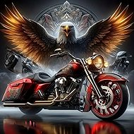 Norimpex Motorbike with eagle 30 × 40 cm - Diamond Painting