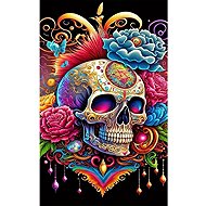 Norimpex Skull with Halloween flowers 30 × 40 cm - Diamond Painting