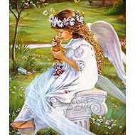 Norimpex Anděl s kočkou 30 × 40 cm - Diamond Painting