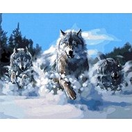 Norimpex Pack of wolves in the snow 30 × 40 cm - Diamond Painting