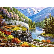 Norimpex Train in mountain valley 30 × 40 cm - Diamond Painting
