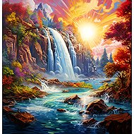 Norimpex Sunset at the waterfall 30 × 40 cm - Diamond Painting