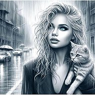 Norimpex Blue-eyed woman with cat 30 × 40 cm - Diamond Painting