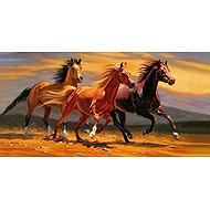Norimpex Three horses on sand 30 × 40 cm - Diamond Painting