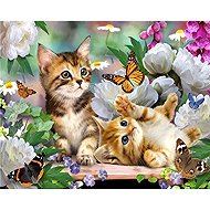 Norimpex Two small cats with butterflies 30 × 40 cm - Diamond Painting