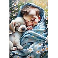 Norimpex Miminko se štěňátkem 30 × 40 cm - Diamantové maľovanie
