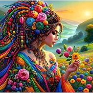 Norimpex Dívka v záplavě barev 30 × 40 cm - Diamond Painting