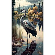 Norimpex Jeřáb na jezeře 30 × 40 cm - Diamond Painting