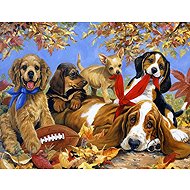 Norimpex Dogs playing with ball 80 × 40 cm - Diamond Painting