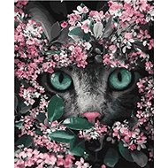 Norimpex Cat in flowers 30 × 40 cm - Diamond Painting