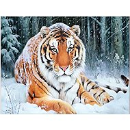 Norimpex Tiger lying in the snow 30 × 40 cm - Diamond Painting
