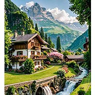 Norimpex House in the Swiss Mountains 30 × 40 cm - Diamond Painting
