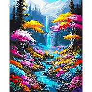 Norimpex Waterfall and river in the forest 30 × 40 cm - Diamond Painting