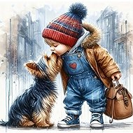 Norimpex Boy with dog 30 × 40 cm - Diamond Painting
