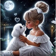 Norimpex Girl with dog 30 × 40 cm - Diamond Painting