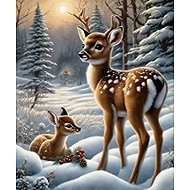 Norimpex Deer in the snowdrift 30 × 40 cm - Diamond Painting