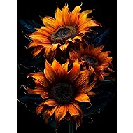 Norimpex Sunflower bouquet in black 30 × 40 cm - Diamond Painting