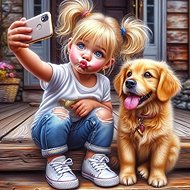 Norimpex Selfie with dog 30 × 40 cm - Diamond Painting