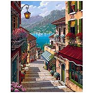 Norimpex Fairytale street with sea view 30 × 40 cm - Diamond Painting