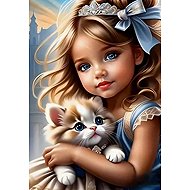 Norimpex Girl with cat 30 × 40 cm - Diamond Painting