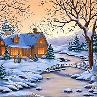 Norimpex Winter evening 30 × 40 cm - Diamond Painting