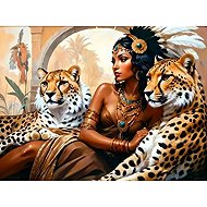 Norimpex Žena s gepardy 30 × 40 cm - Diamond Painting